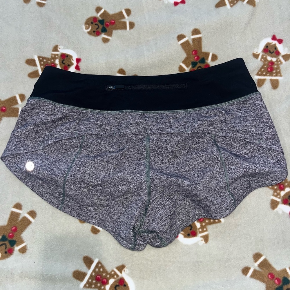 Black and grey lululemon speed up shorts